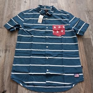 Quicksilver Patriotic Classic Short Sleeve Button Down Shirt
